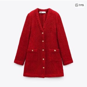 Zara Textured Red Button Front Mini Dress Blogger Favorite Size XL